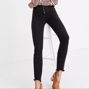 Madewell 10" High-Rise Button Front Skinny Jeans in Berkeley Black
